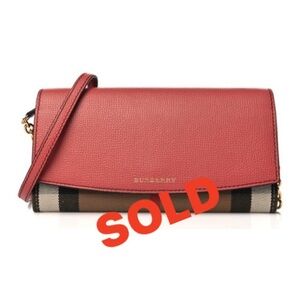 BURBERRY Grainy Calfskin House Check Henley Wallet On Chain